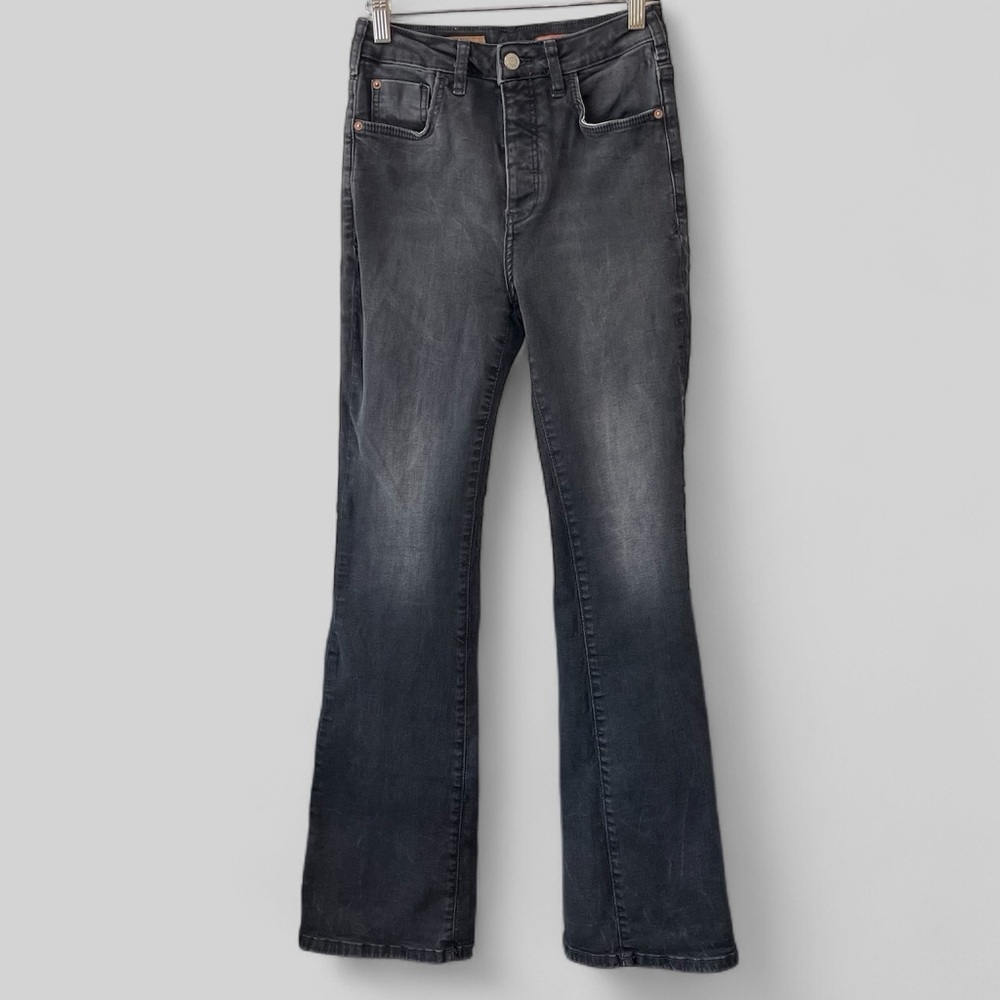 Anthropologie Pilcro Womens The Icon Flare Jeans Size 26 Faded Black Pockets